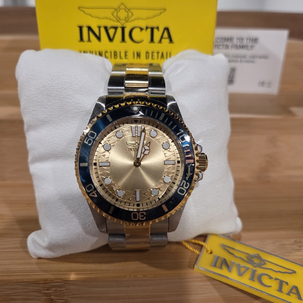 Invicta Pro Diver Men's Watch 43mm Steel 49697 Teal Bezel 2-Tone Stainless Band